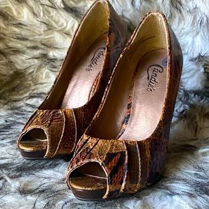 Candies Stanton Print Peep Toe Heels Womens Sz 7